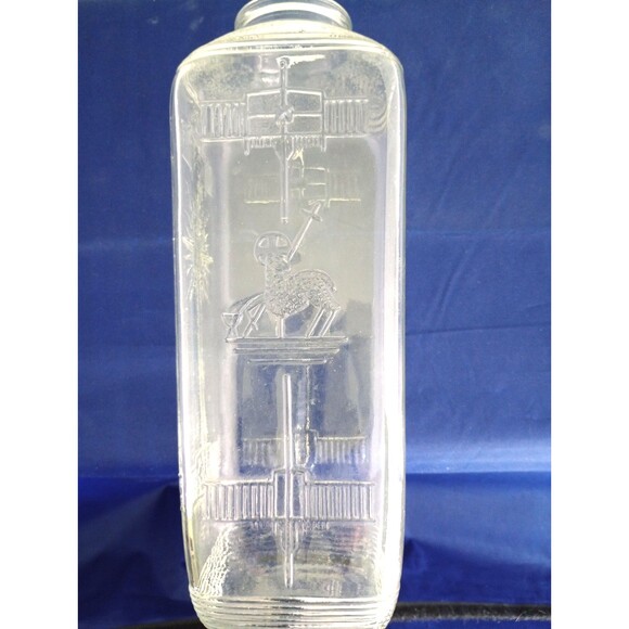 1950'S Embossed Glass Agnus Dei Holy Water Jar Lamb Cross Chi-Roh Alpa-Omega - Picture 4 of 5